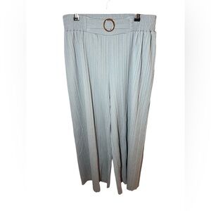 Chic Light Gray Wide Leg Women's Pants